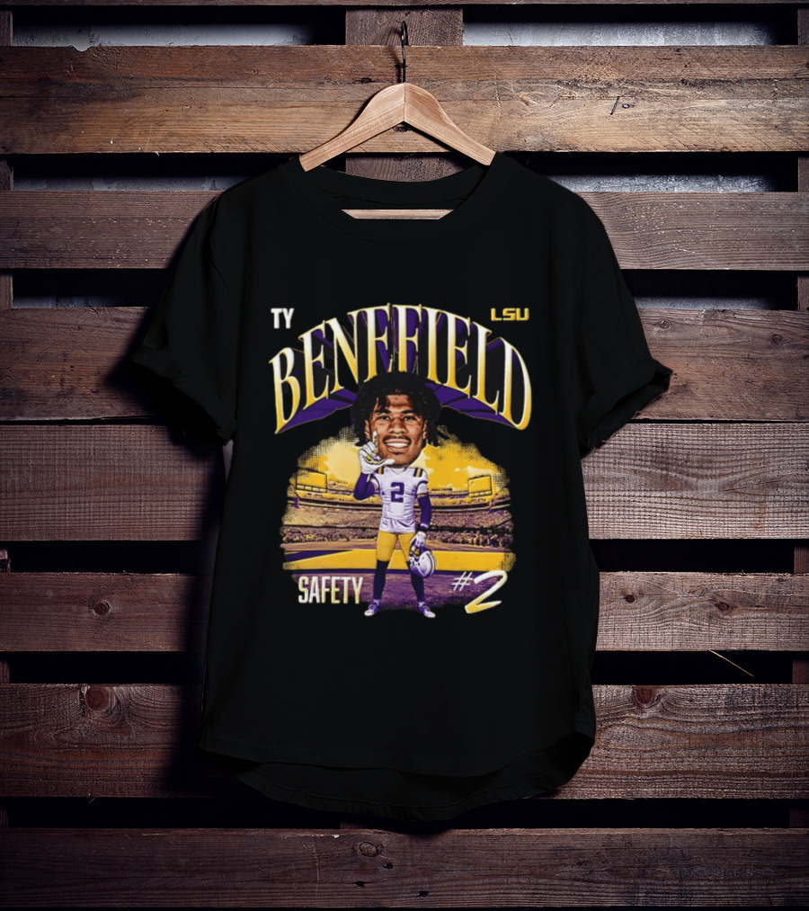 Ty Benefield LSU Football Safety #2 Caricature Stadium T-Shirt