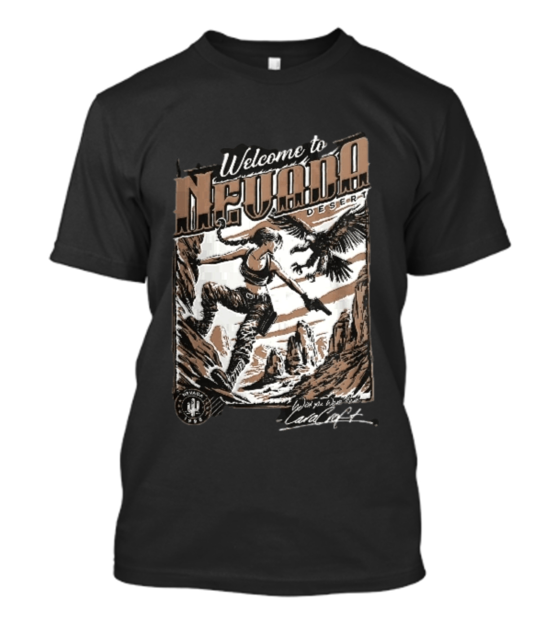 Welcome To Nevada Desert 1998 Eagle Rock Climbing Wish You Were Here Lara Croft T-Shirt