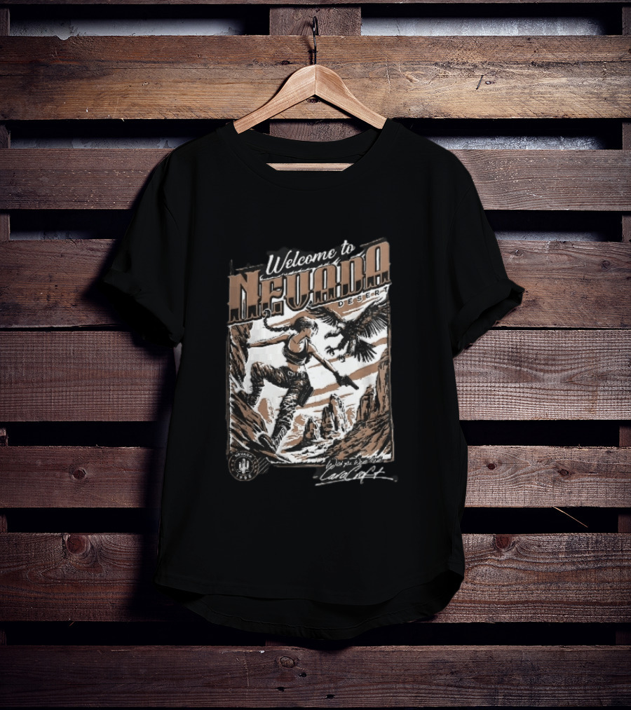 Welcome To Nevada Desert 1998 Eagle Rock Climbing Wish You Were Here Lara Croft T-Shirt