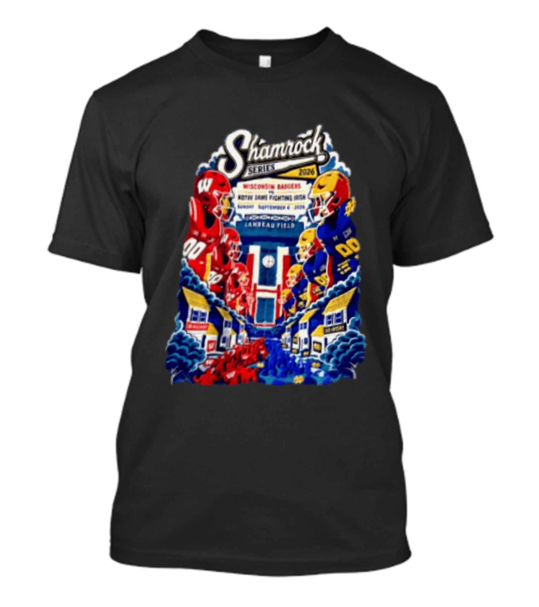 Shamrock Series 2026 Wisconsin Badgers Vs Notre Dame Fighting Irish Lambeau Field Sunday September 5 T-Shirt