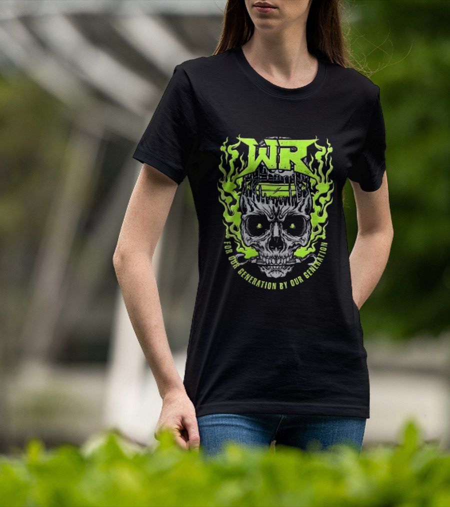 Neon Green Flames Skull WR Wrestling Ring For Our Generation T-Shirt