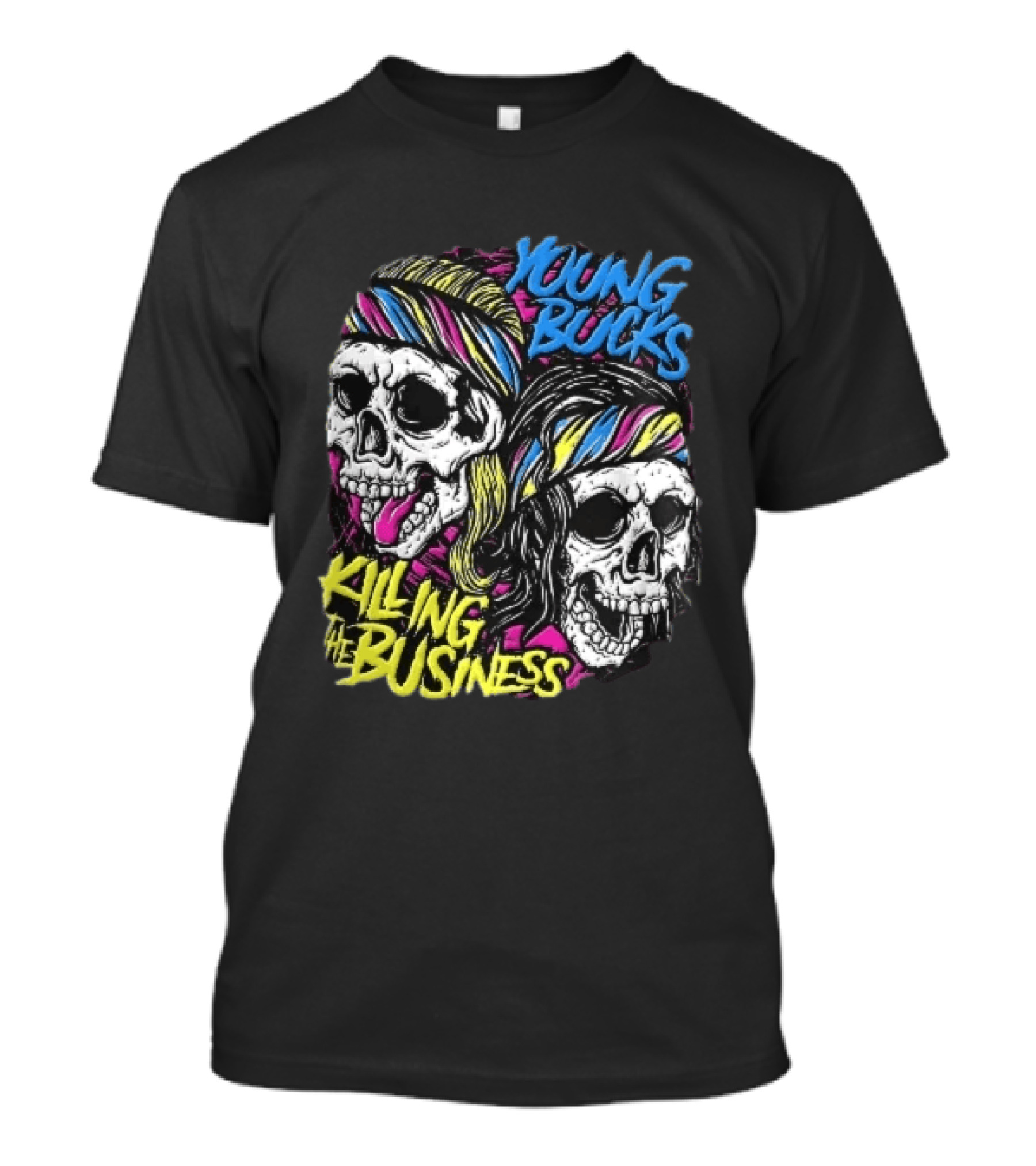Young Bucks Killing The Business Neon Skulls Bandanas T-Shirt