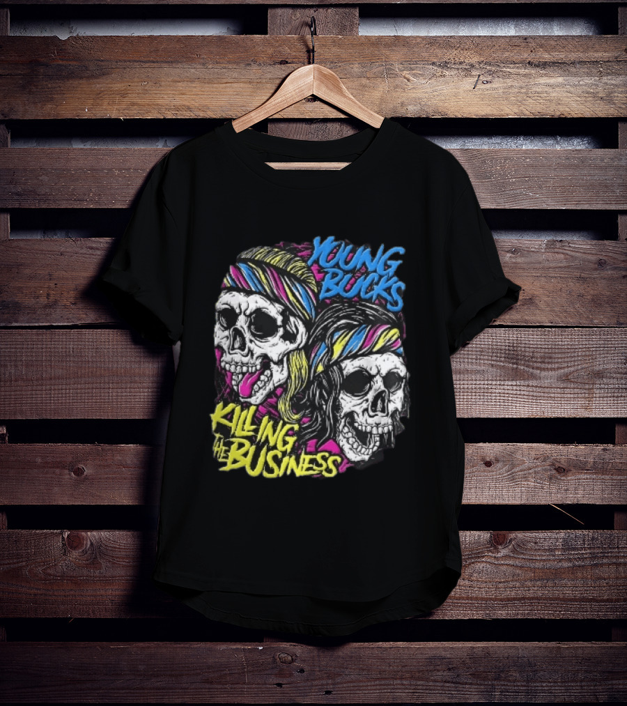 Young Bucks Killing The Business Neon Skulls Bandanas T-Shirt