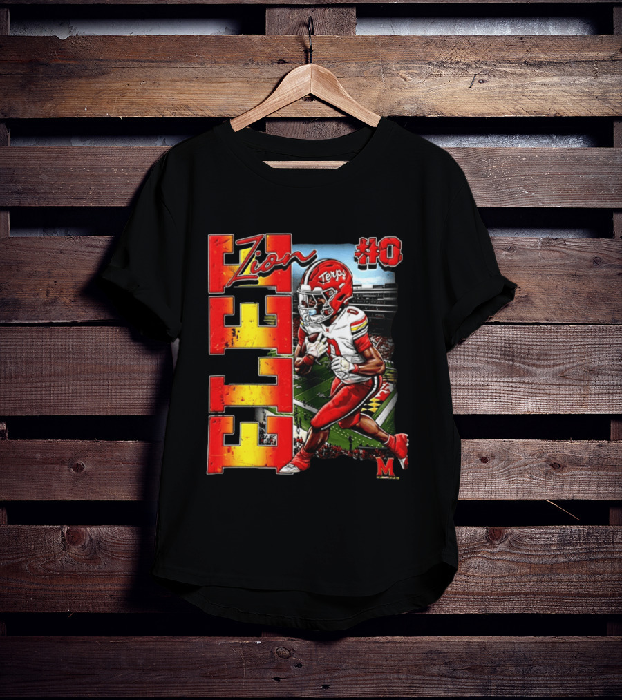 Zion #0 Maryland Terrapins NCAA Football Player Caricature T-Shirt