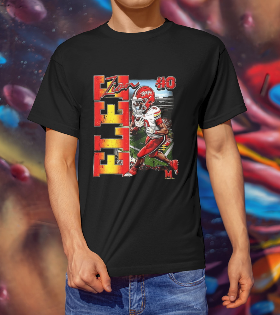 Zion #0 Maryland Terrapins NCAA Football Player Caricature T-Shirt