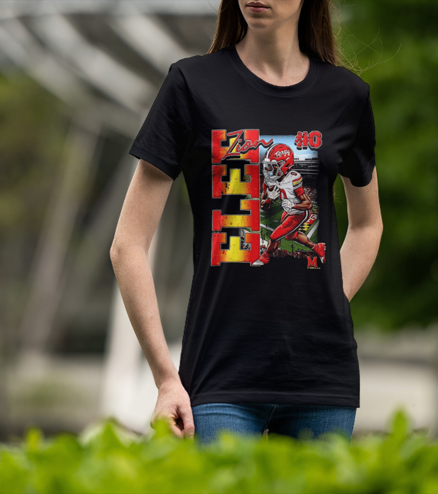 Zion #0 Maryland Terrapins NCAA Football Player Caricature T-Shirt