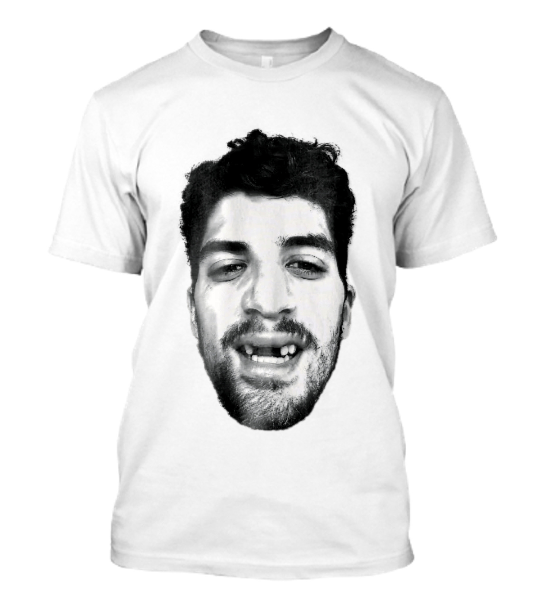 Black White Halftone Bearded Man Missing Front Teeth T-Shirt