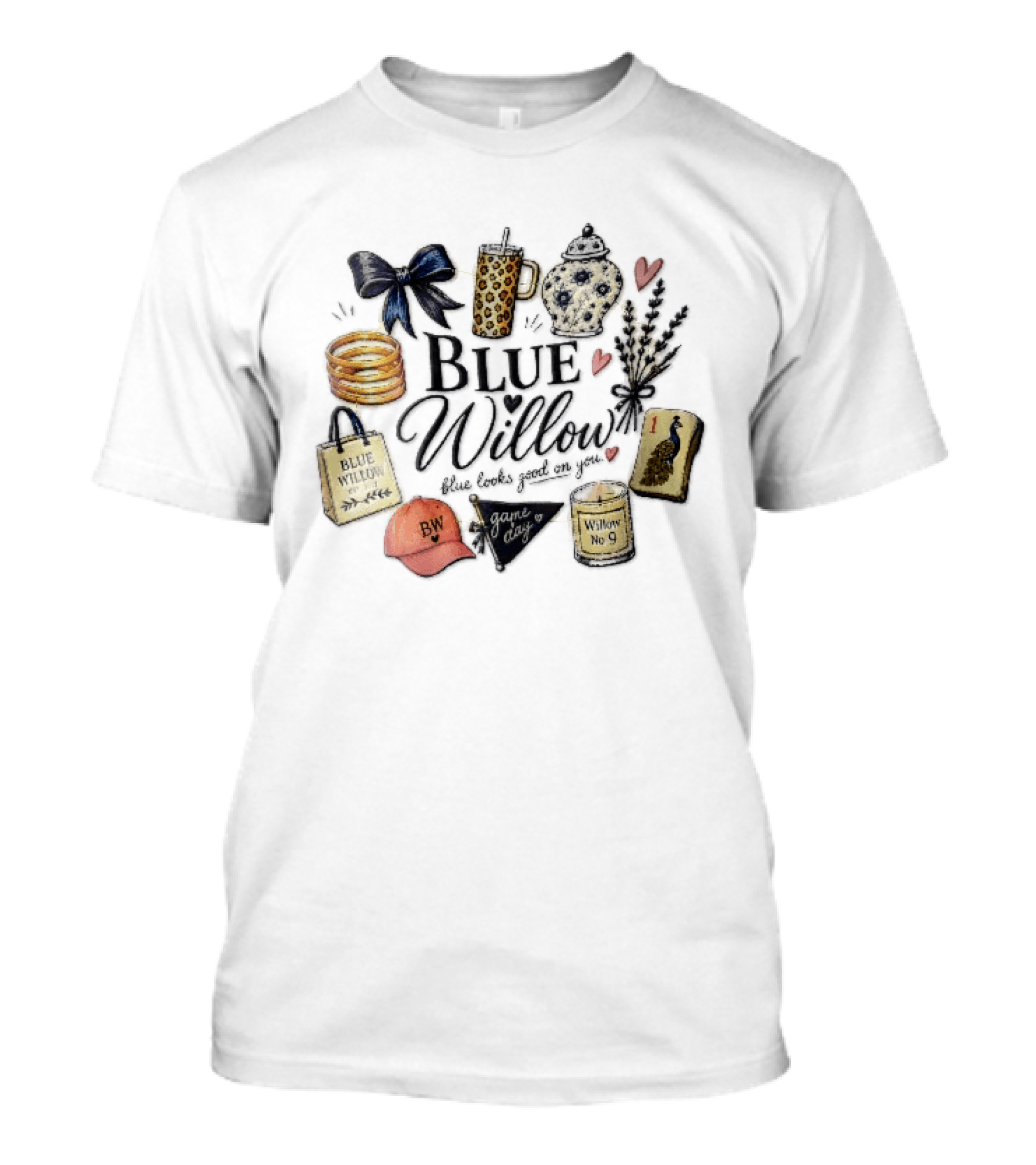 Blue Willow Looks Good On You No 9 Game Day Bow Tumbler Ginger Jar Lavender Mahjong T-Shirt