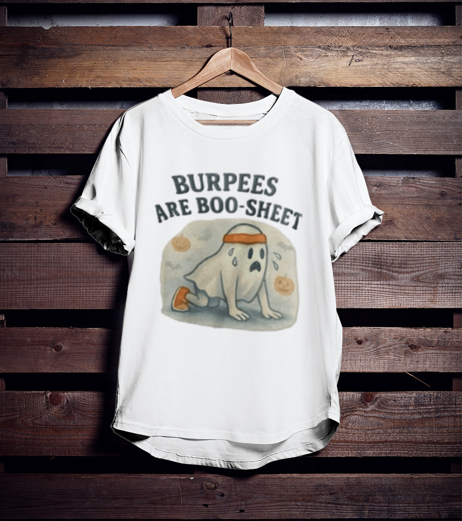 Burpees Are Boo Sheet Ghost Workout Halloween Humor T-Shirt