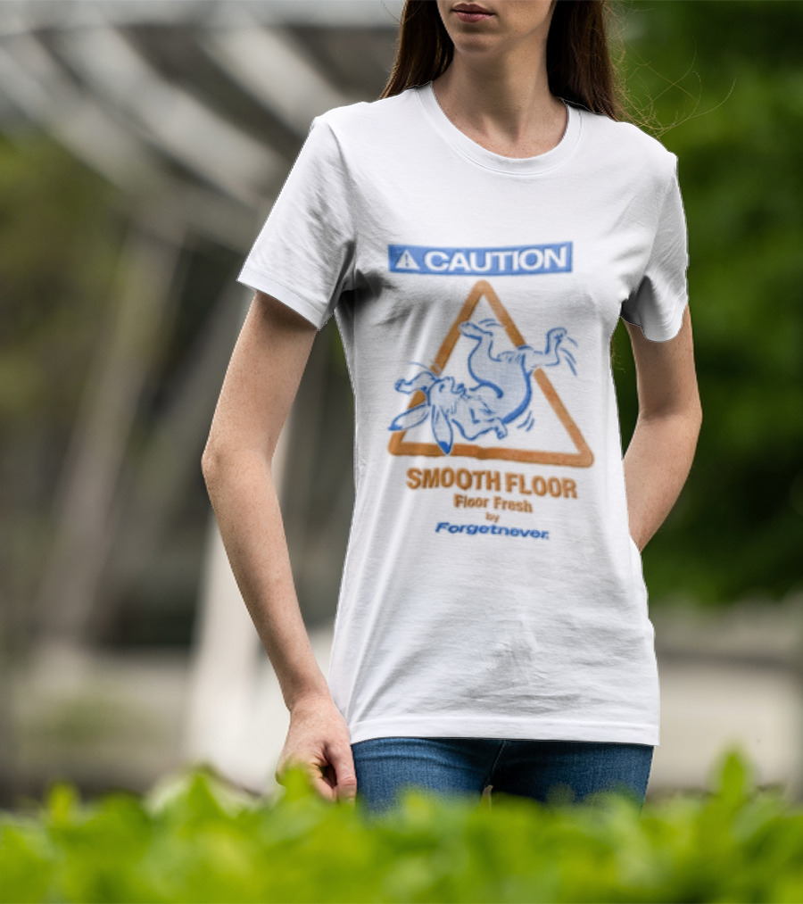 Caution Smooth Floor Forgetnever Rabbit Falling T-Shirt