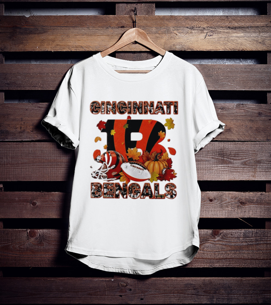 Cincinnati Bengals Autumn Fall Pumpkin Football 2026 Halloween T-Shirt