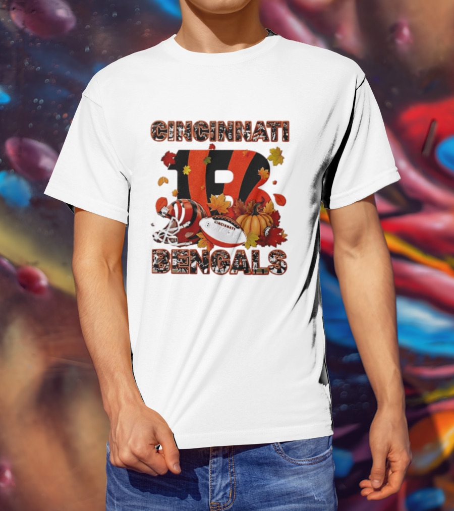 Cincinnati Bengals Autumn Fall Pumpkin Football 2026 Halloween T-Shirt