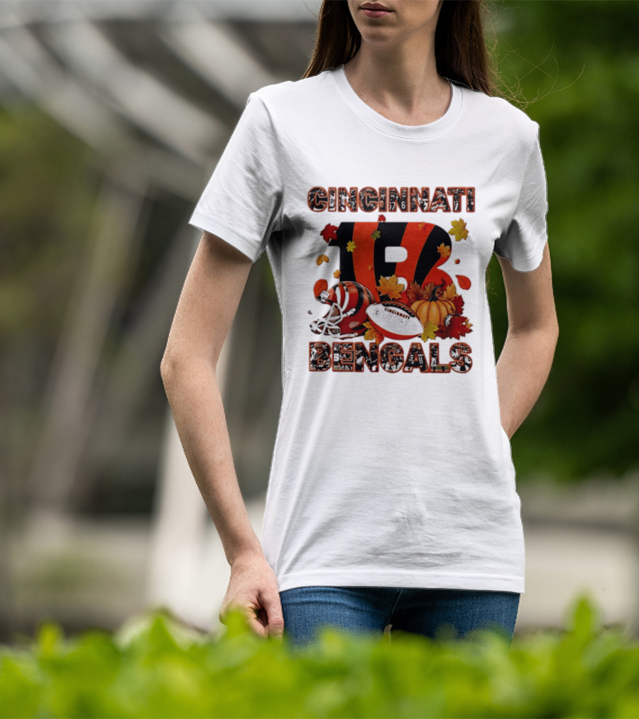 Cincinnati Bengals Autumn Fall Pumpkin Football 2026 Halloween T-Shirt