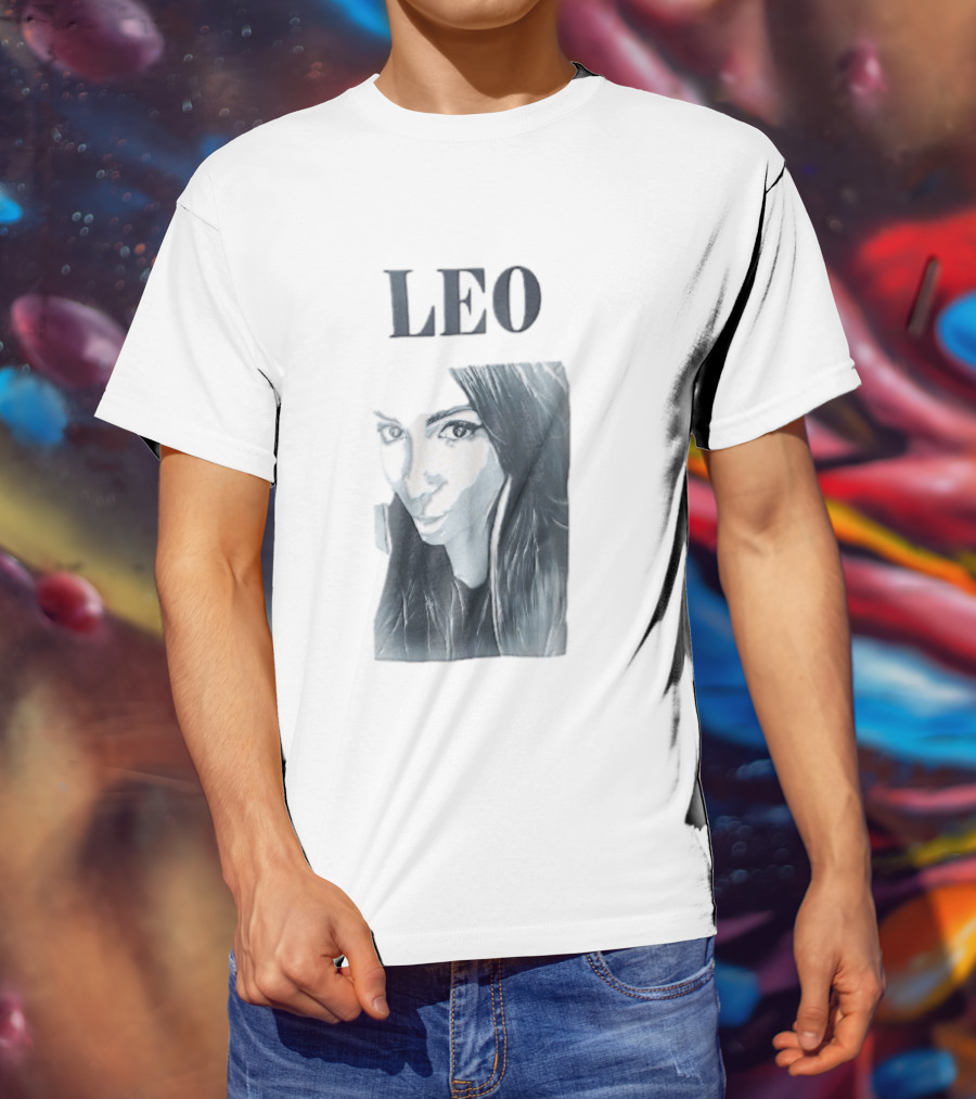 Leo Woman Long Hair Monochromatic Selfie Close Up T-Shirt