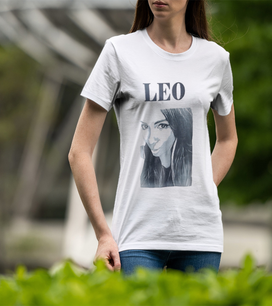 Leo Woman Long Hair Monochromatic Selfie Close Up T-Shirt