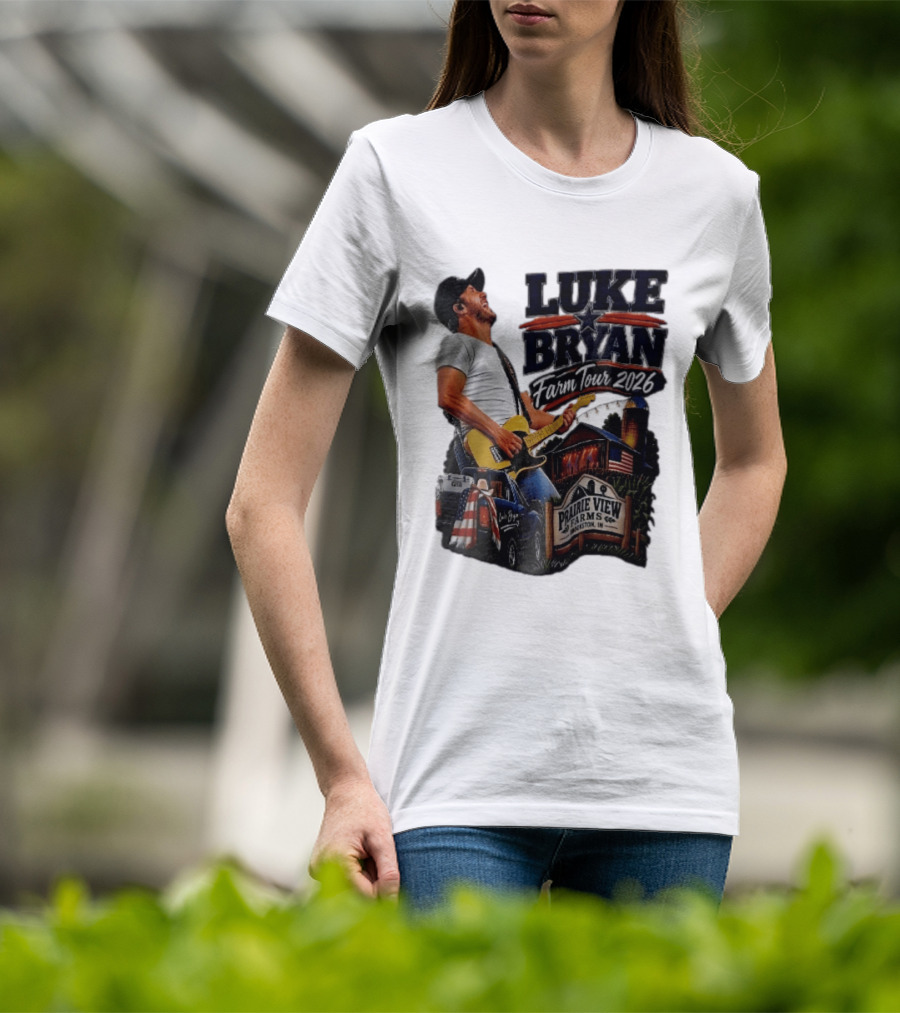 Luke Bryan Farm Tour 2026 Prairie View Farms Brookston IN Pickup Truck Barn Scene T-Shirt