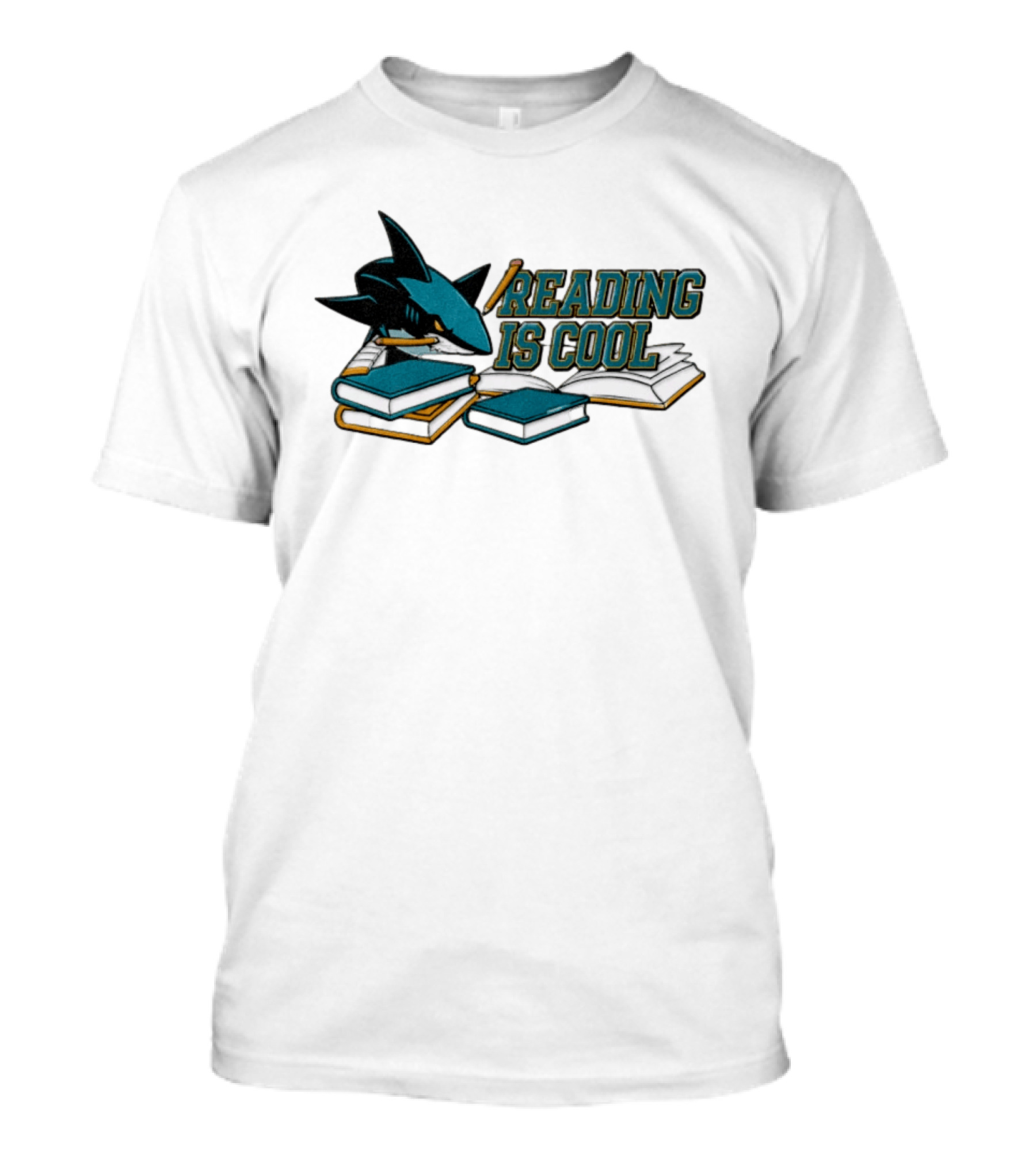 San Jose Sharks Reading Is Cool Books And Shark With Pencil T-Shirt
