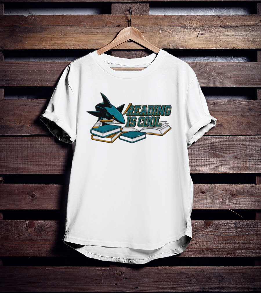 San Jose Sharks Reading Is Cool Books And Shark With Pencil T-Shirt
