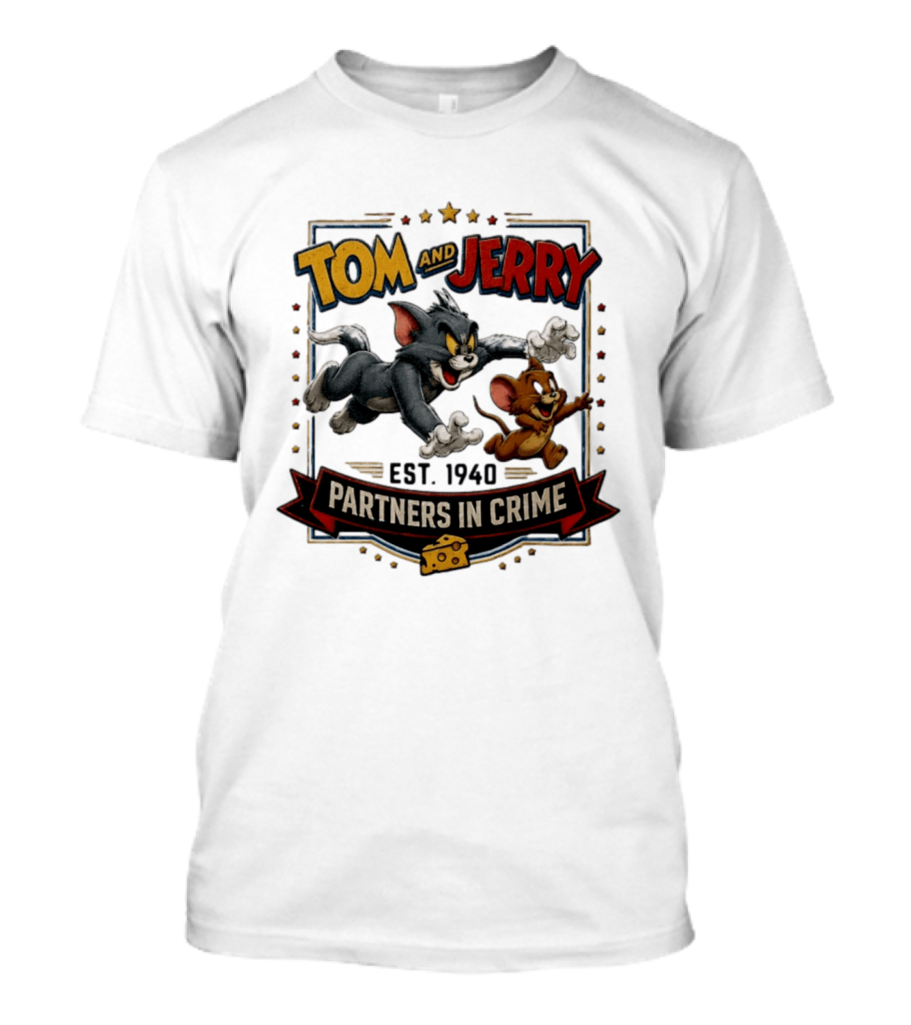 Tom And Jerry Partners In Crime Est 1940 Classic Cartoon Duo Adventure T-Shirt