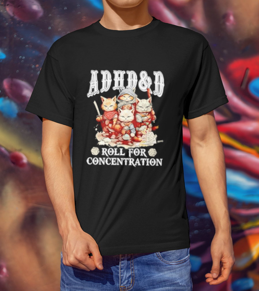 ADHD&D Roll For Concentration Cat Trio Adventure T-Shirt