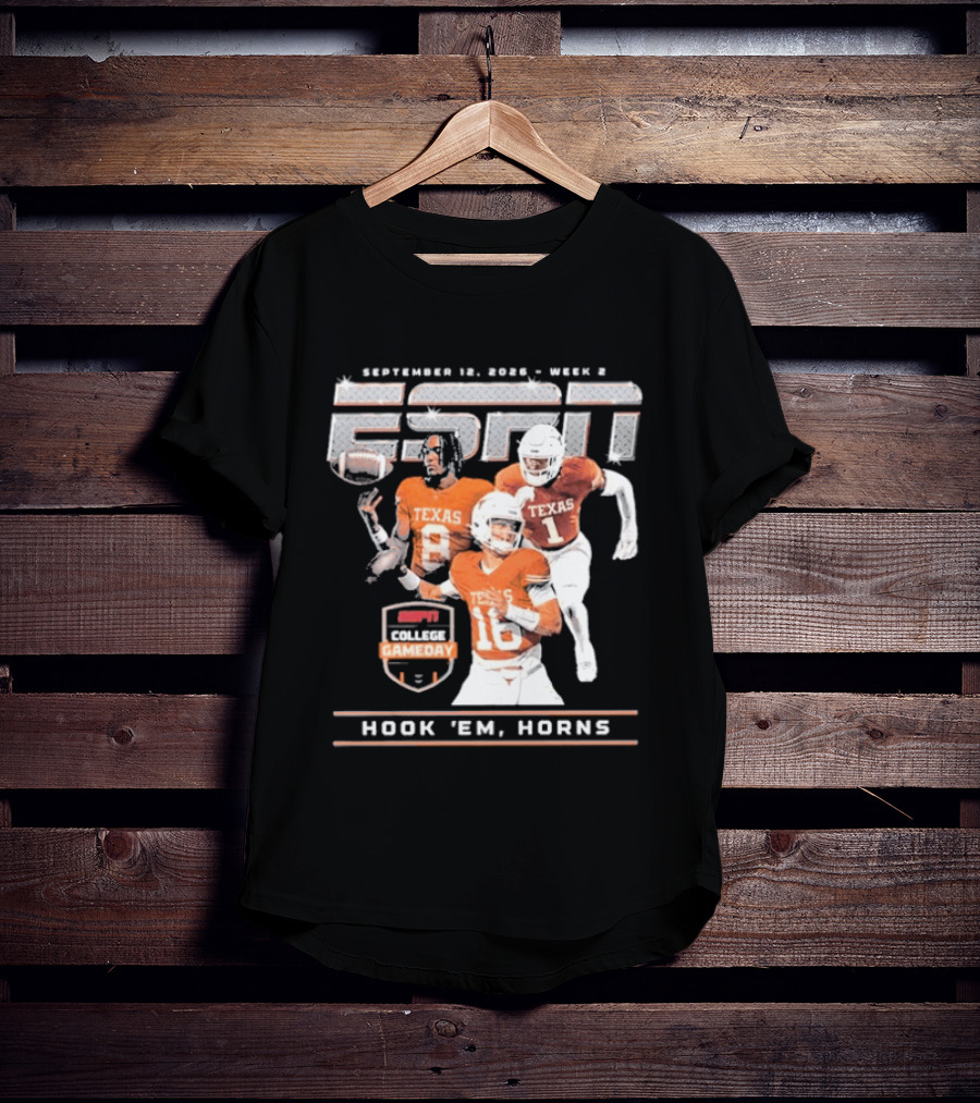 September 12 2026 ESPN College Gameday Texas Longhorns Hook 'Em Horns T-Shirt