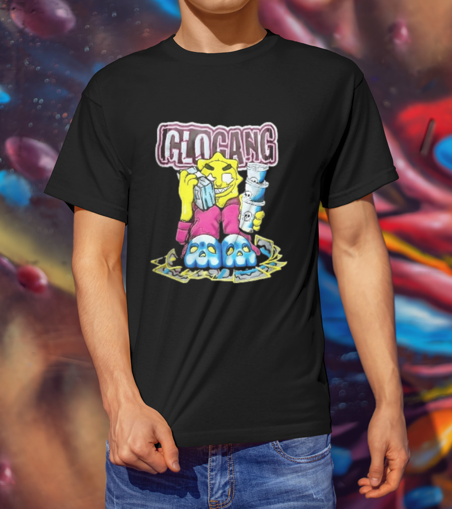 Glo Gang Cartoon Sun Money Double Cups Skull Slippers T-Shirt