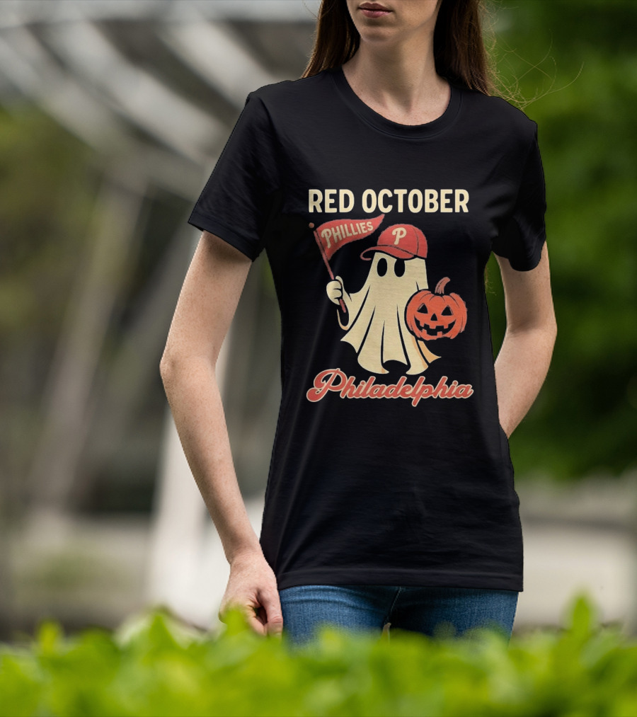 Red October Phillies Ghost Pumpkin Philadelphia T-Shirt