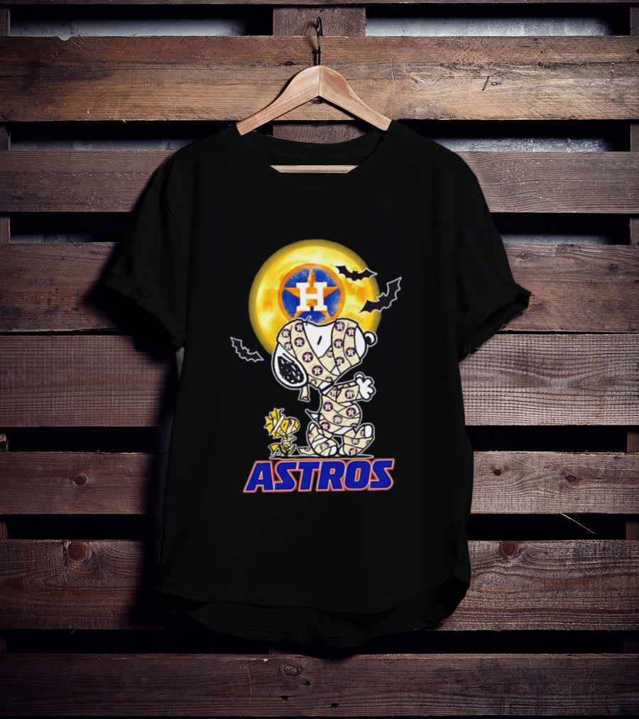 Houston Astros Snoopy Woodstock Halloween Mummy Cosplay T-Shirt