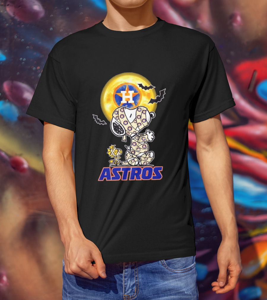 Houston Astros Snoopy Woodstock Halloween Mummy Cosplay T-Shirt