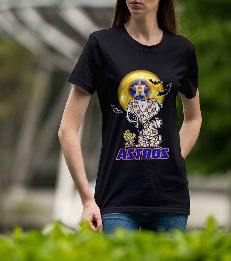 Houston Astros Snoopy Woodstock Halloween Mummy Cosplay T-Shirt