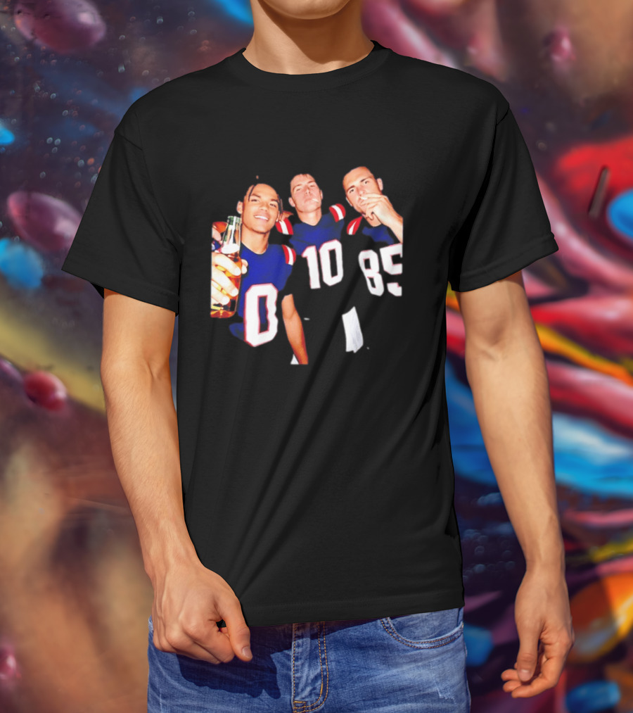 New England Patriots Christian Gonzalez Drake Maye Hunter Henry Cheering With Beer T-Shirt
