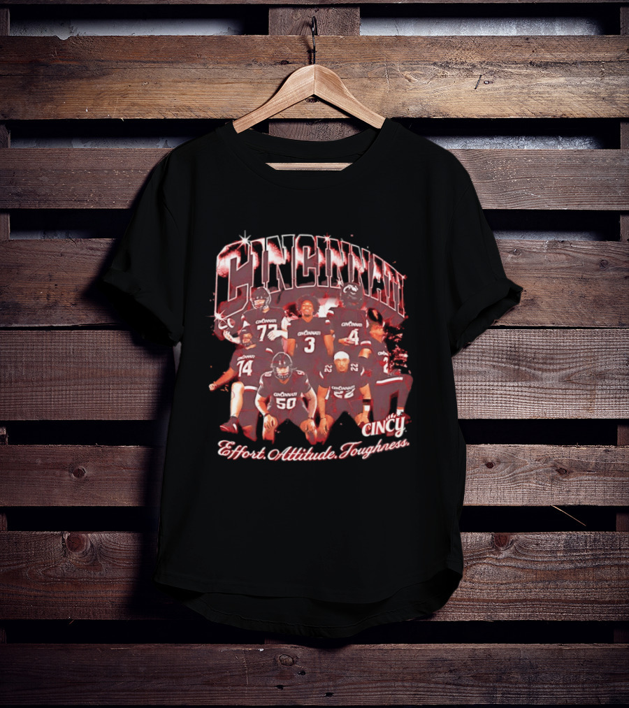Cincinnati Bearcats Effort Attitude Toughness NCAA College Football Team Collage T-Shirt
