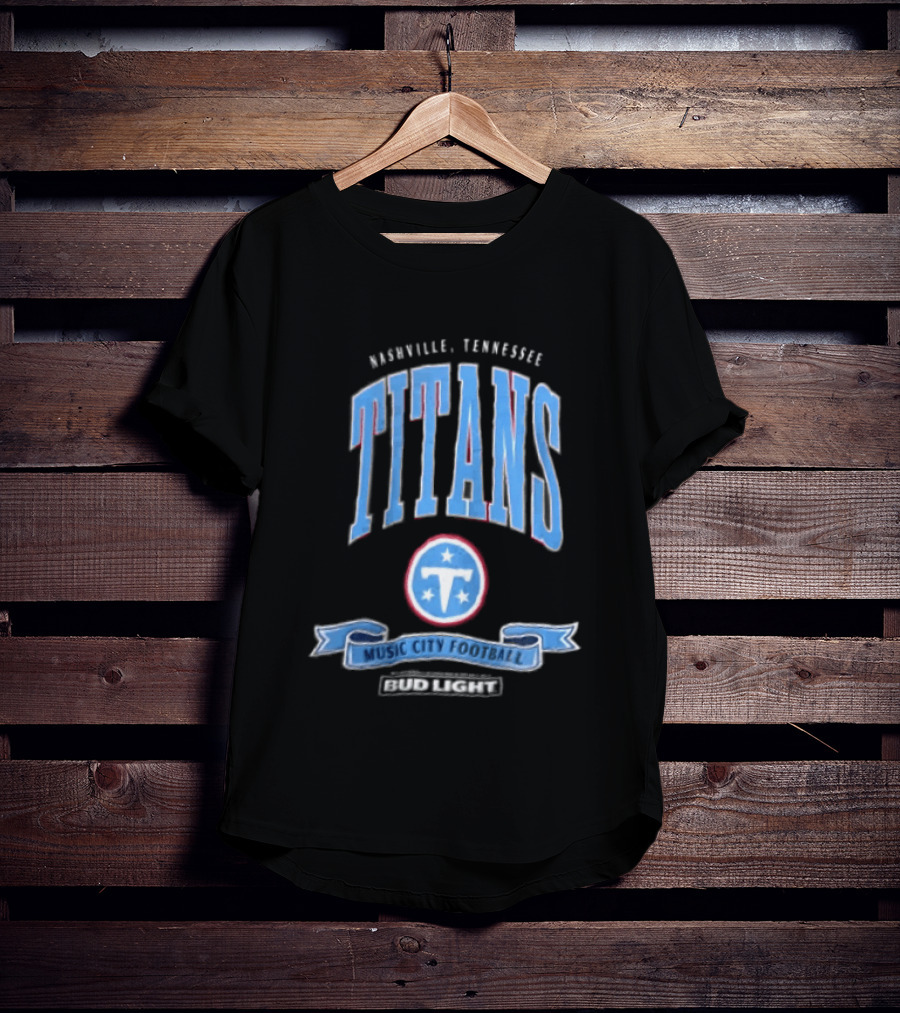 Nashville Tennessee Titans Music City Football Bud Light T-Shirt