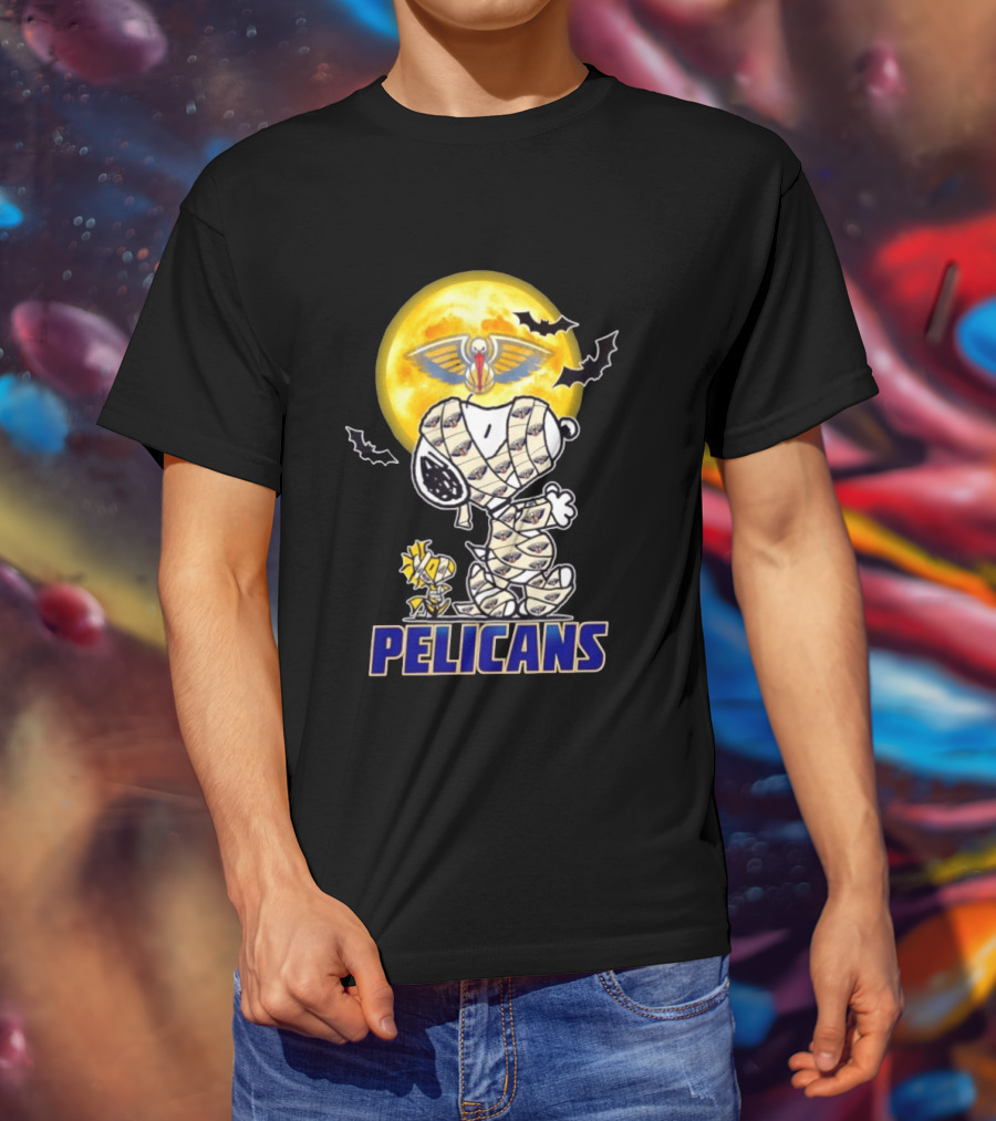 New Orleans Pelicans Snoopy Woodstock Mummy Halloween Cosplay T-Shirt