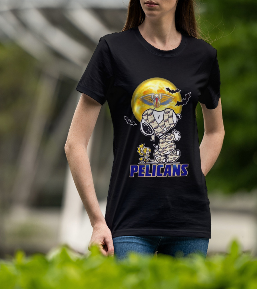 New Orleans Pelicans Snoopy Woodstock Mummy Halloween Cosplay T-Shirt