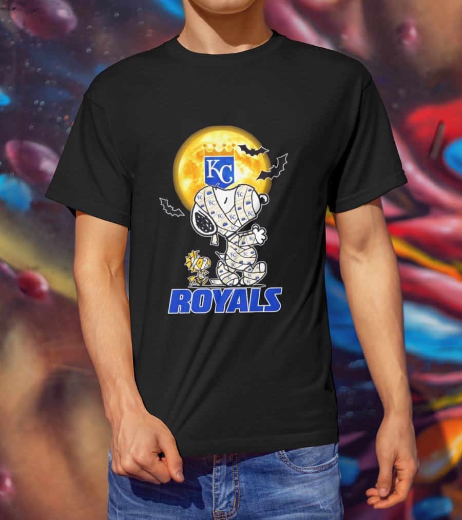 Kansas City Royals Snoopy Woodstock Mummy Halloween Moon Bats T-Shirt