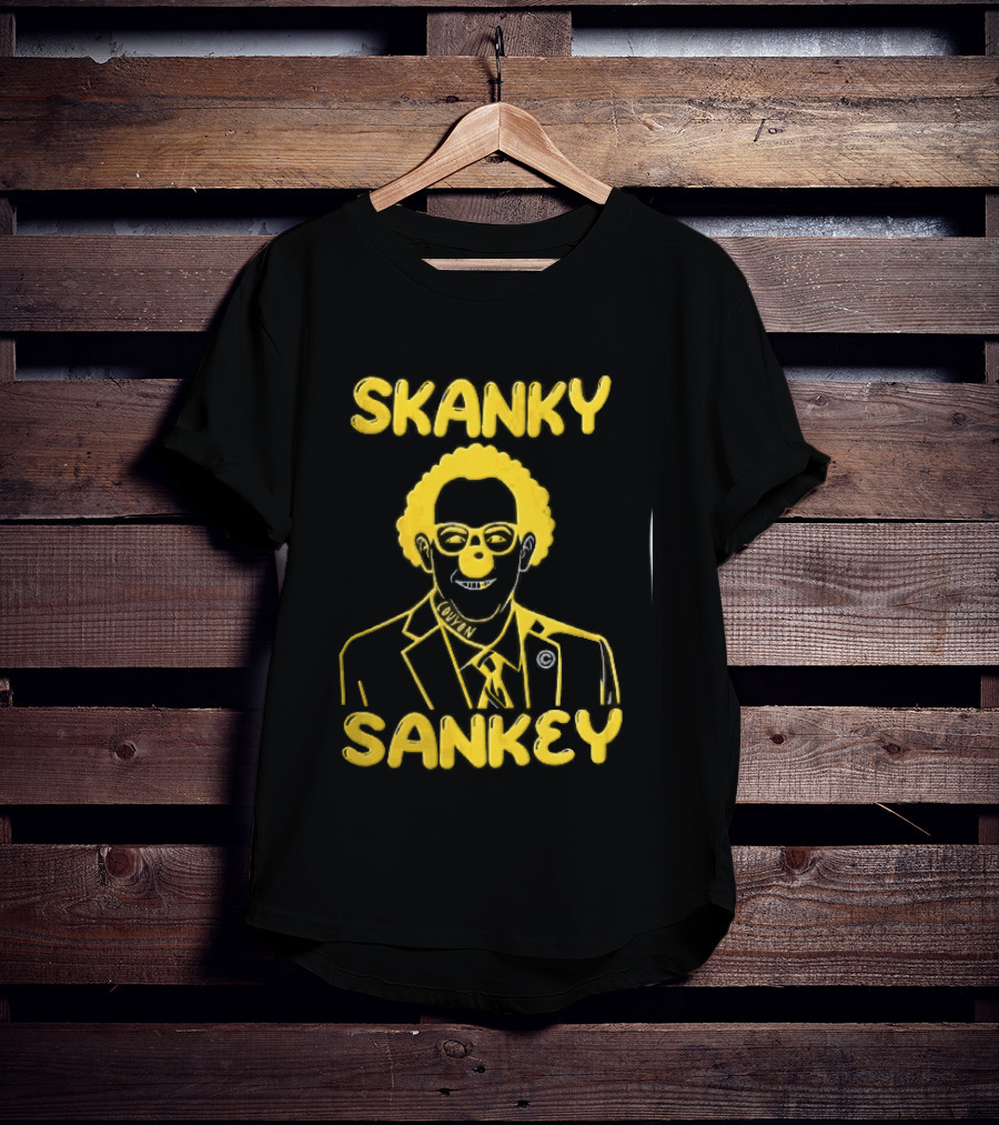 Skanky Sankey Couyon Clown Glasses Yellow Suit Caricature T-Shirt