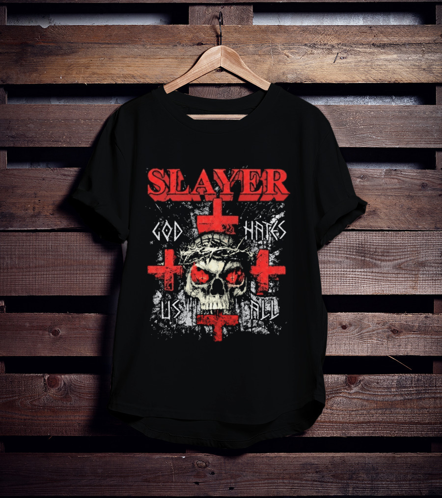 Slayer God Hates Us All Skull Red Crosses T-Shirt