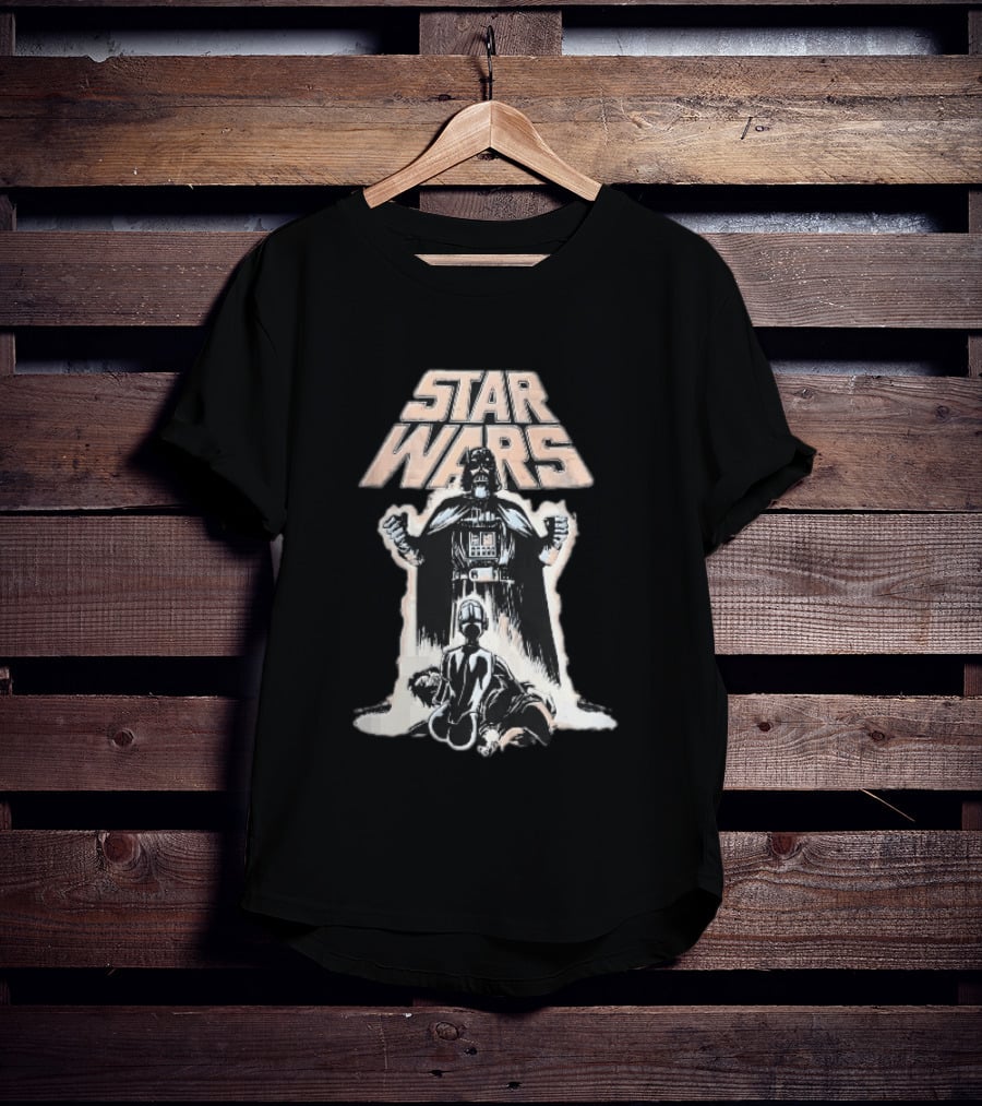 Star Wars Distressed Comic Darth Vader Over Defeated Droid T-Shirt