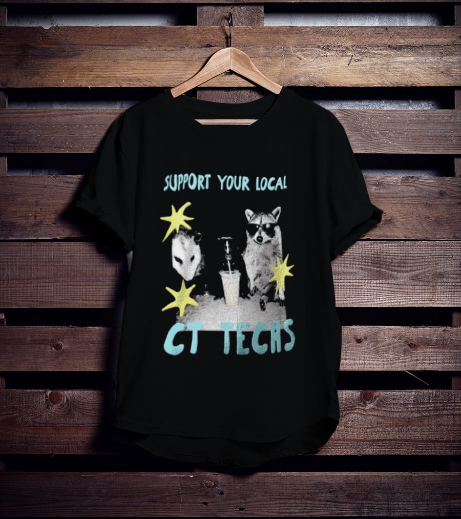 Support Your Local CT Techs Opossum Skunk Raccoon Stars T-Shirt