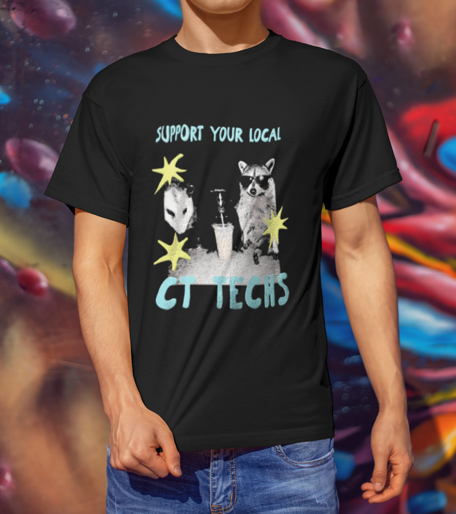 Support Your Local CT Techs Opossum Skunk Raccoon Stars T-Shirt