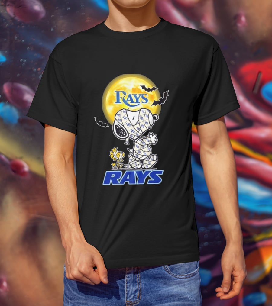 Tampa Bay Rays Snoopy Woodstock Halloween Mummy Moon Bats T-Shirt