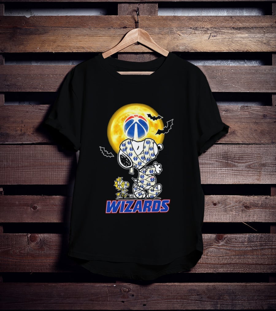 Washington Wizards Snoopy Woodstock Halloween Mummy Full Moon T-Shirt