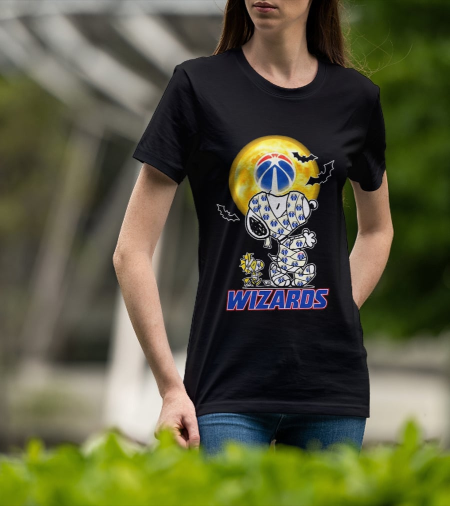 Washington Wizards Snoopy Woodstock Halloween Mummy Full Moon T-Shirt