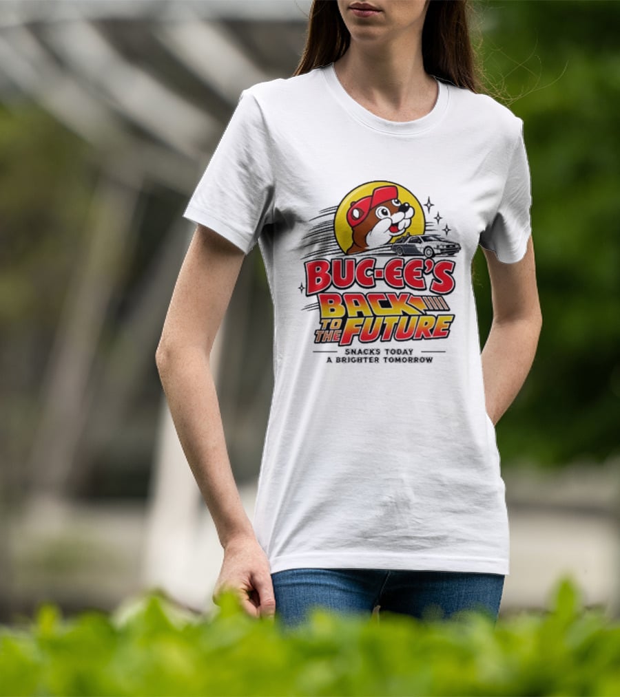 Buc Ee's Back To The Future DeLorean Snacks Today Brighter Tomorrow T-Shirt
