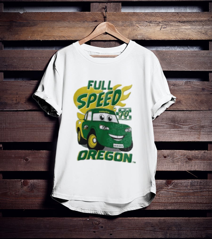 Full Speed Oregon Ducks Car Toon Sporting Team Spirit T-Shirt