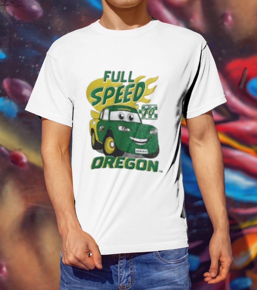 Full Speed Oregon Ducks Car Toon Sporting Team Spirit T-Shirt