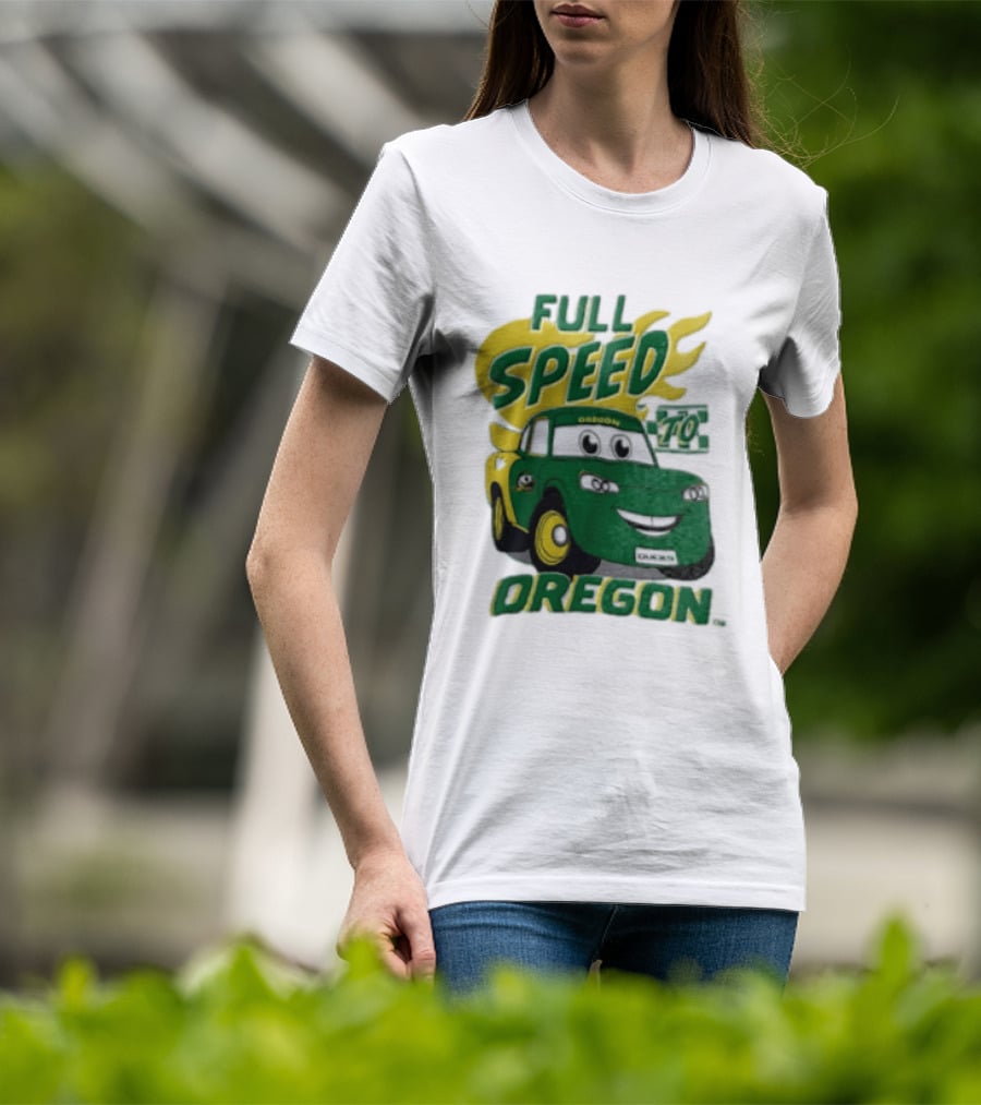 Full Speed Oregon Ducks Car Toon Sporting Team Spirit T-Shirt