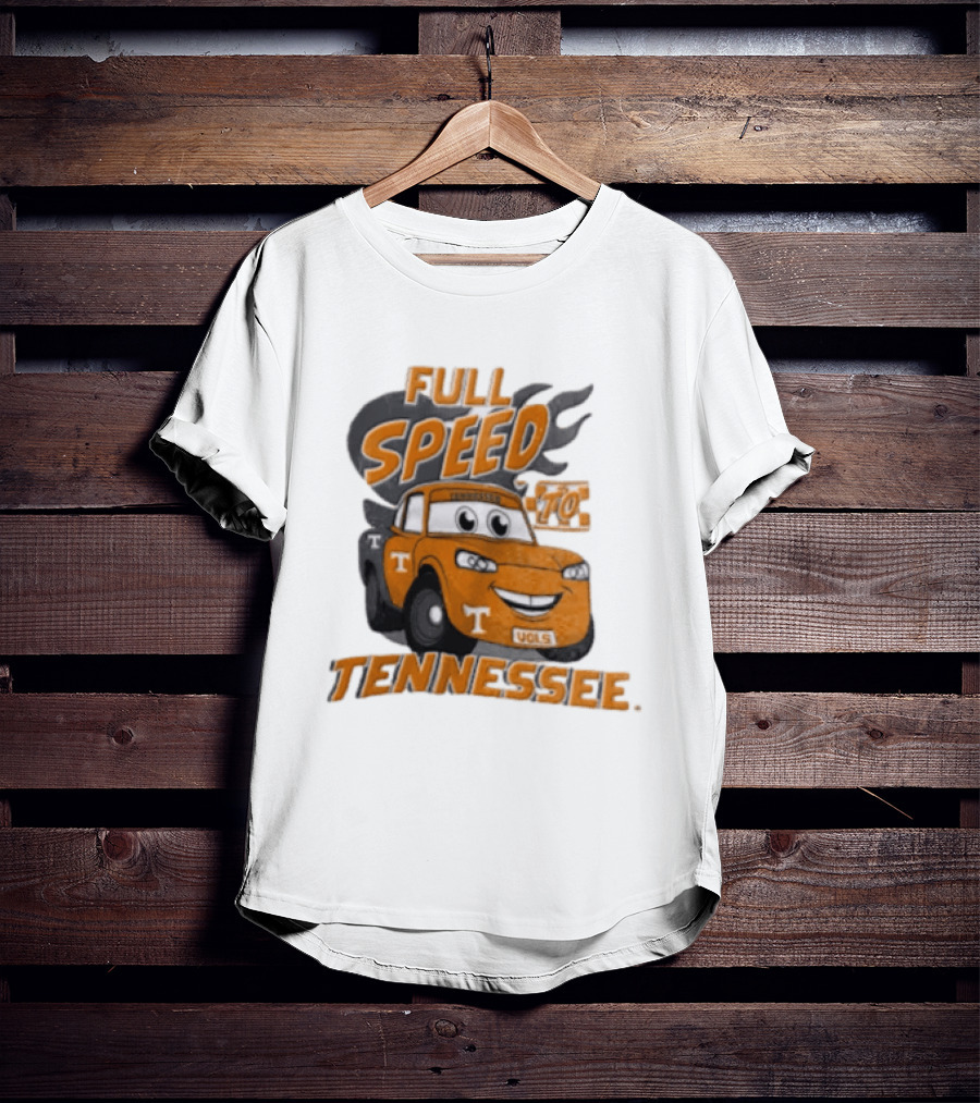 Full Speed Tennessee Vols Truck Cartoon With Flames And Number Plate T-Shirt
