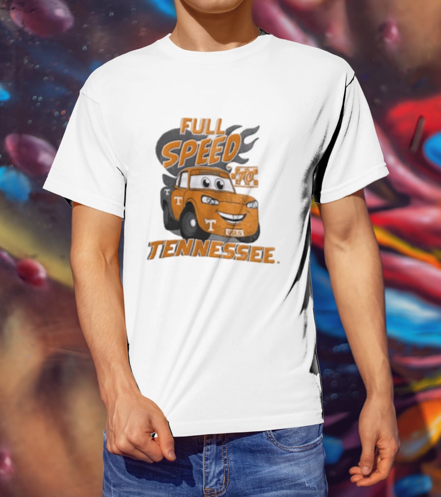 Full Speed Tennessee Vols Truck Cartoon With Flames And Number Plate T-Shirt